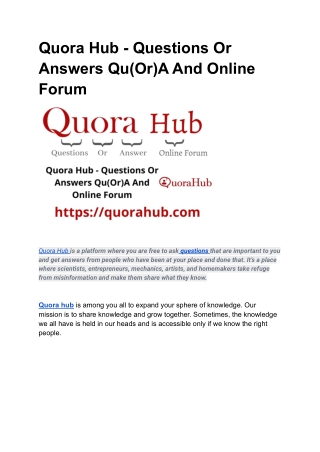 Quora Hub - Questions Or Answers Qu(Or)A And Online Forum