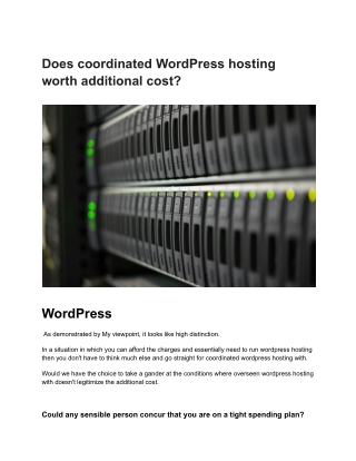 Does coordinated WordPress hosting worth additional cost_
