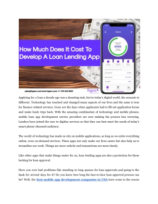 How Much Does It Cost To Develop A Loan Lending App