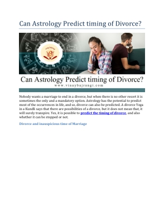 Can Astrology Predict timing of Divorce
