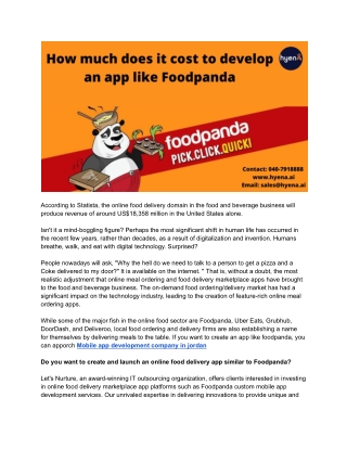 How much does it cost to develop an app like Foodpanda
