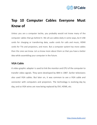 Top 10 Computer Cables Everyone Must Know of
