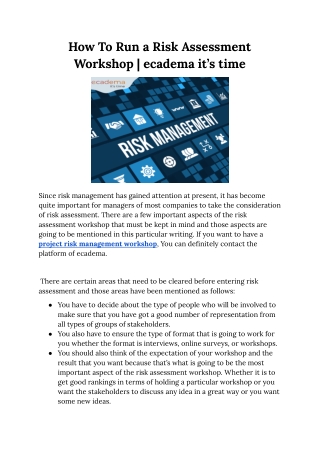 How To Run a Risk Assessment Workshop _ ecadema it’s time