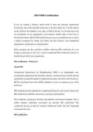 As 9100 Certification