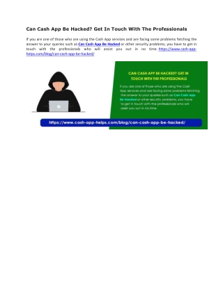 Can Cash App Be Hacked Get In Touch With The Professionals