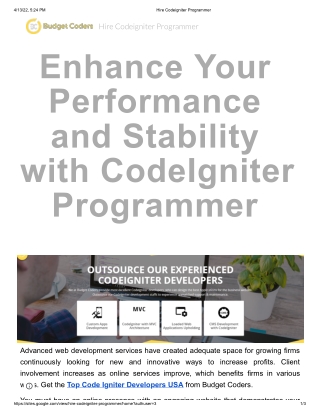 Hire Codeigniter Programmer