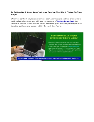 Is Sutton Bank Cash App Customer Service The Right Choice To Take Help?