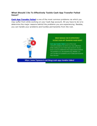 What Should I Do To Effectively Tackle Cash App Transfer Failed Issue?