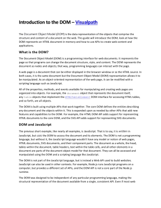 Introduction to the DOM – Visualpath