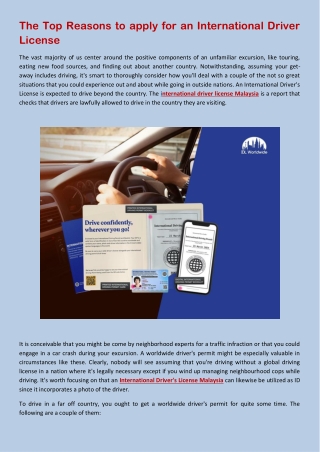The Top Reasons to apply for an International Driver License