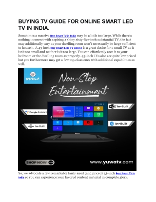 BUYING TV GUIDE FOR ONLINE SMART LED TV IN INDIA