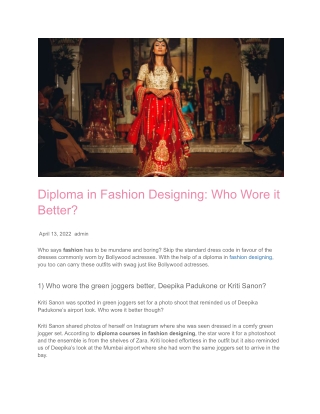 Diploma in Fashion Designing_ Who Wore it Better