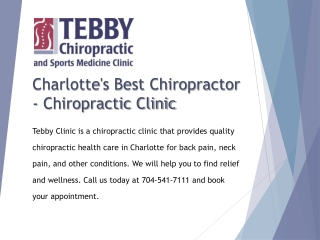 Charlotte's Best Chiropractor - Chiropractic Clinic