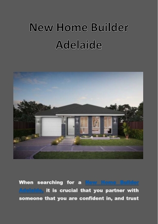 New Home Builder Adelaide