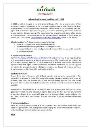 Unleashing Business Intelligence in 2022