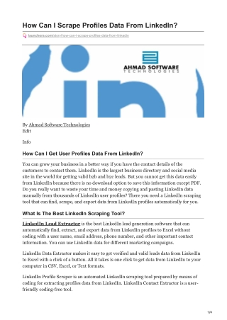 1How Can I Scrape Profiles Data From LinkedIn