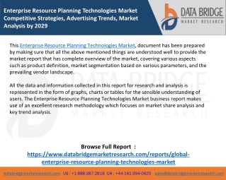 Enterprise Resource Planning Technologies Market Competitive Strategies, Advertising Trends, Market Analysis by 2029