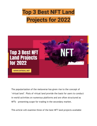Top 3 Best NFT Land Projects for 2022