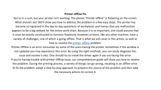 Printer offline Fix