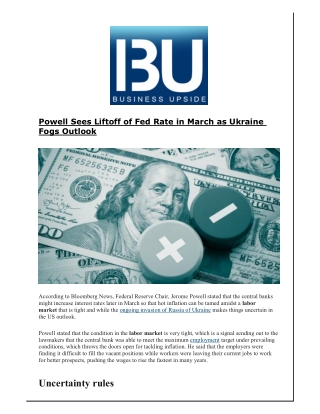 Powell Sees Liftoff of Fed Rate in March as Ukraine Fogs Outlook