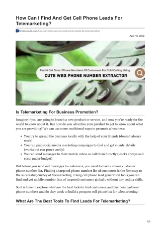 How Can I Find And Get Cell Phone Leads For Telemarketing