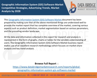 Geographic Information System (GIS) Software Market Competitive Strategies, Advertising Trends, Market Analysis by 2028