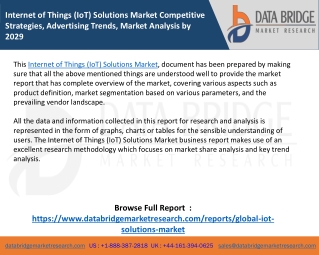 Internet of Things (IoT) Solutions Market Competitive Strategies, Advertising Trends, Market Analysis by 2029