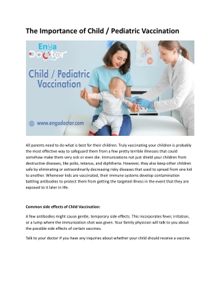 The Importance of Child Vaccination