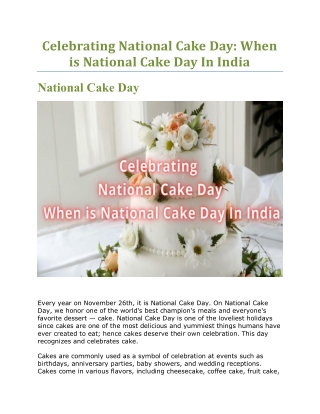 Celebrating National Cake Day: When is National Cake Day In India