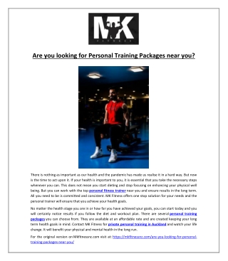 Are you looking for Personal Training Packages near you?