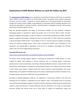 Autonomous Forklift Market Witness to reach $6.4 billion by 2027