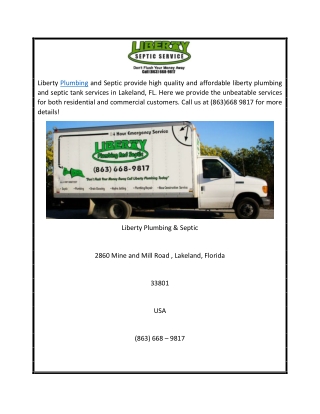 Liberty Plumbing and Septic Tank Services in Lakeland, FL