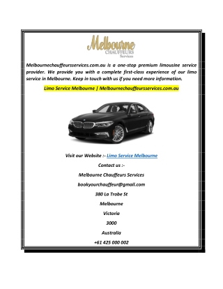 Limo Service Melbourne  Melbournechauffeursservices.com.au