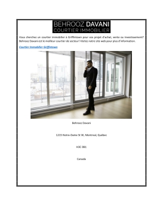 Courtier immobilier à Griffintown  Behrooz Davani