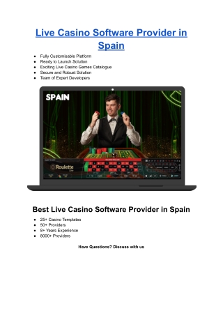 Live Casino Software Provider in Spain