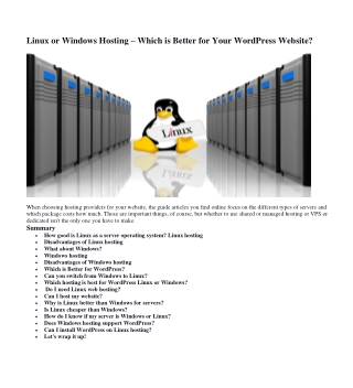 Linux or Windows Hosting  Which is Better for Your WordPress Website