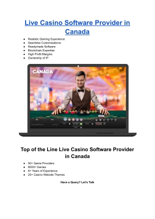 Live Casino Software Provider in Canada