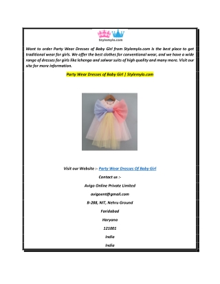 Party Wear Dresses of Baby Girl  Stylemylo.com