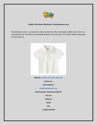 Toddler Polo Shirts Wholesale  Riocokidswear