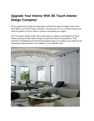 Upgrade Your Interior With SK Touch Interior Design Company