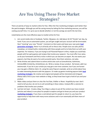 Are You Using These Free Market Strategies