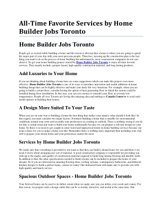 Home Builder Jobs Toronto - Change the Building Style by Adding Party Materials
