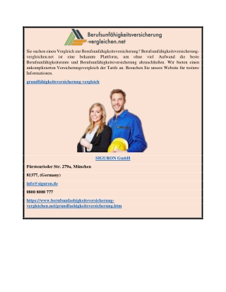 Grundfähigkeitsversicherung Vergleich Berufsunfaehigkeitsversicherung-vergleichen.net