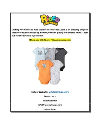 Wholesale Kids Shorts  Riocokidswear.com
