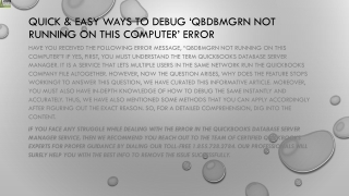 An easy and effective method to rectify QBDBMgrN Not Running on This Computer error