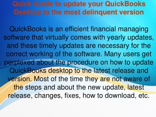 Quick Guide to update your QuickBooks Desktop to the most delinquent version