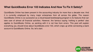 What does QuickBooks error 103 represent and how to fix it safely?