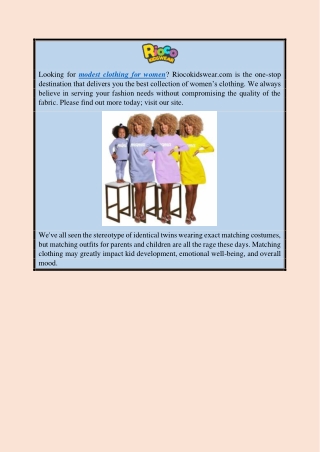 Modest Clothing For Women | Riocokidswear.com