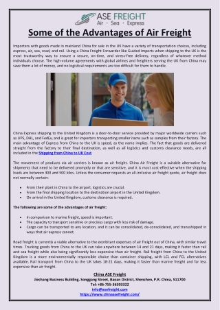 Some of the Advantages of Air Freight