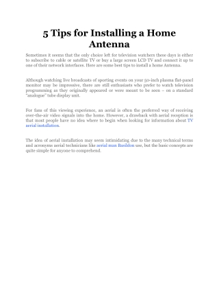 5 Tips for Installing a Home Antenna